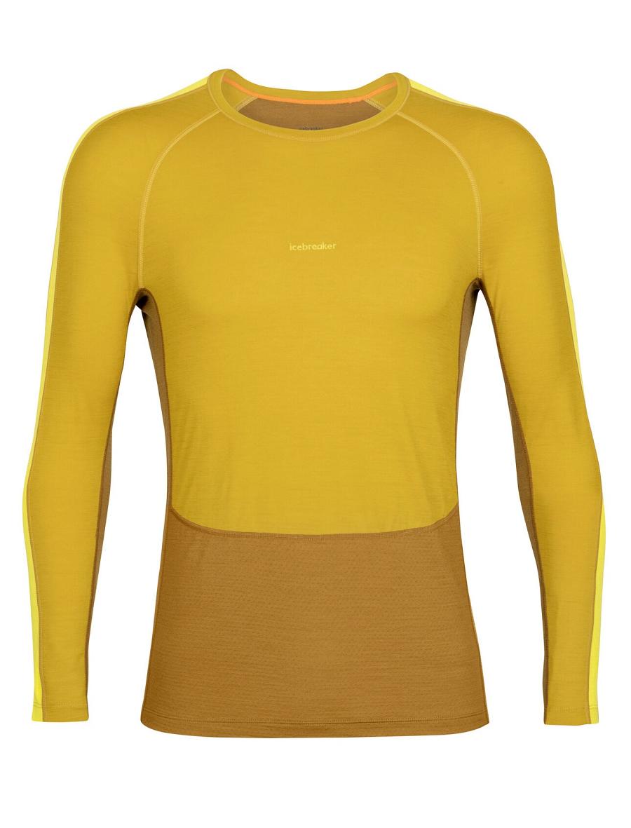 Icebreaker 200 ZoneKnit™ Merino Long Sleeve Crewe Miesten Base Layers Kultaiset | FI 1326HAPK